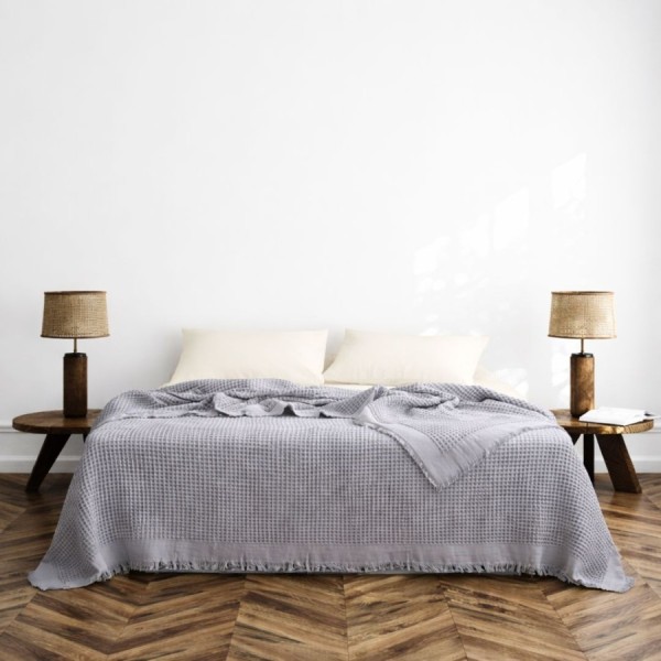 Cuvertura gofrata gri deschis din bumbac 100% Optimus Today 180x240 cm