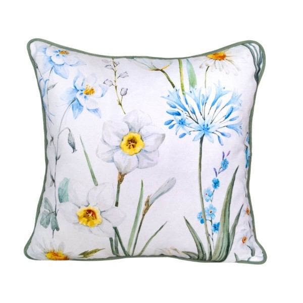 Pernă decorativă cu design floral primăvăratic, 45x45cm, margini elegante, imprimeu digital vibrant