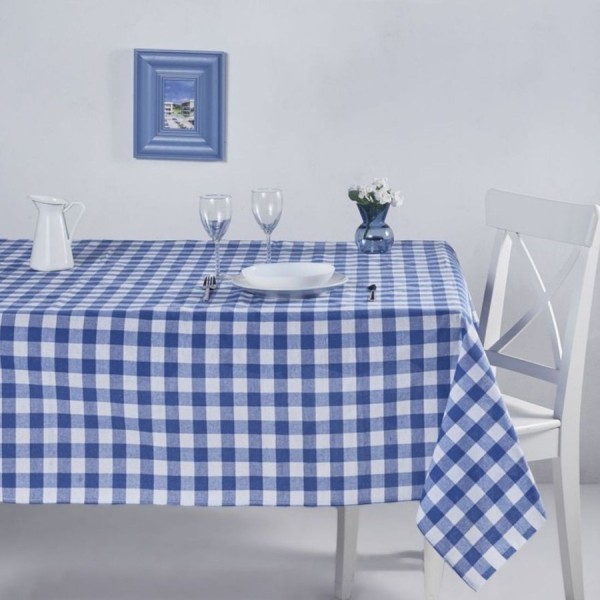 Fata de masa cu carouri alb si albastru 160x220cm Kareli DC Home