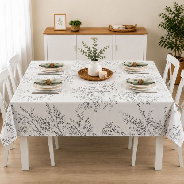 Fata de masa teflonata 120x160 cm cu Crengute gri pe fundal alb