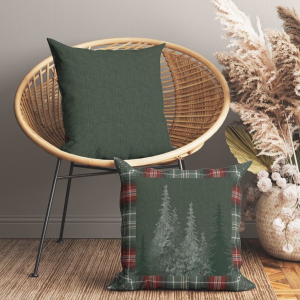 Fata de perna Craciun cu brazi, bumbac 45x45cm, Checo