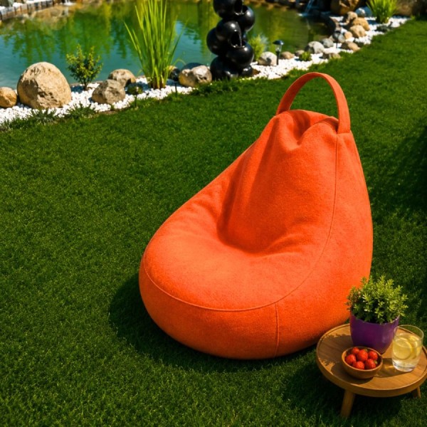 fotoliu bean bag portocaliu interior exterior din material Oxford 100% poliester pentru gradina si terasa acoperita
