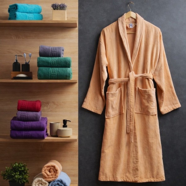 Halat baie Portocaliu, bumbac 100% velur, marime XL/XXL, absorbant