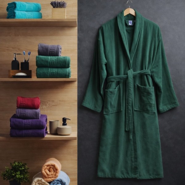 Halat baie verde, bumbac 100% velur, marime XL/XXL, absorbant