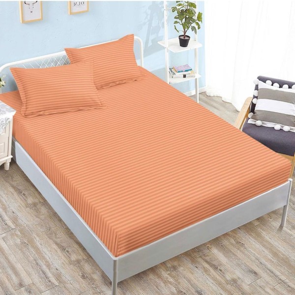 husa de pat portocaliu din damasc policoton cu doua fete de perna pentru saltele 160x200 si 180x200