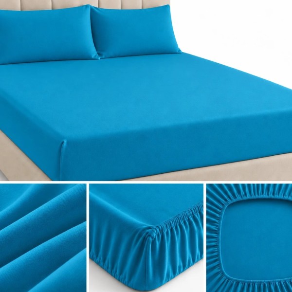 Husa pat din tricot cu elastic saltea 160x200, turcoaz intens