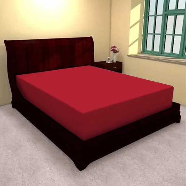 Husa pat din tricot cu elastic pentru saltea 120x200 cm, culoare rosie