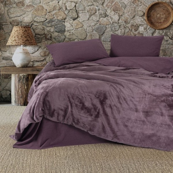 Lenjerie catifea pat dublu 4 piese Cotton Box Velvet Flossy Mov