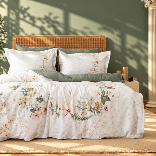 Lenjerie de pat, 3D bumbac satin de lux 6 piese, First Choice, Panola floral delicat