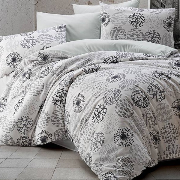 Lenjerie de pat bumbac 100% ranforce, Bahar Home, Arabella Gri