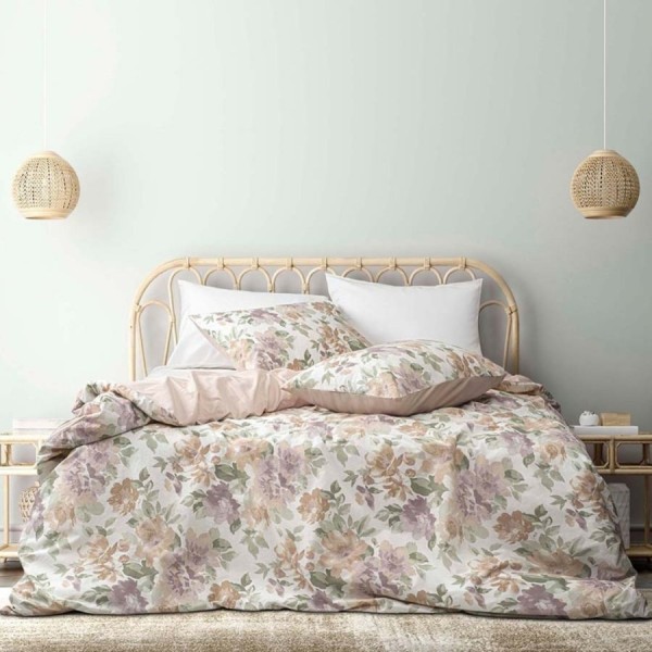 Lenjerie de pat Bahar Home Melinda Iris floral pastel din bumbac 100% ranforce 145 TC