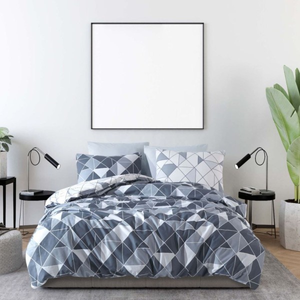 Lenjerie pat bumbac ranforce Bahar Home North Blue cu forme geometrice