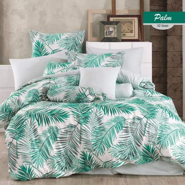 Lenjerie de pat bumbac 100% ranforce, Bahar Home, Palm Green (Verde)