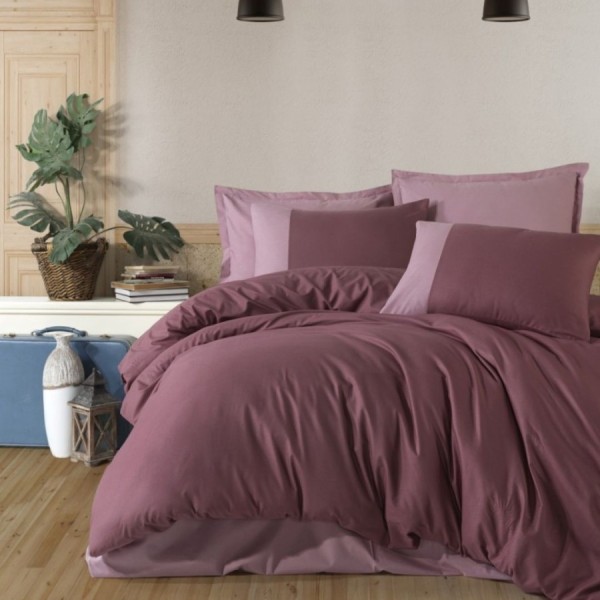 Lenjerie de pat Pucioasa Pure V4 din bumbac 100% ranforce, design mov/lila