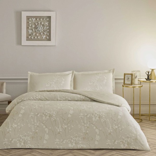 Set lenjerie de pat dublu Elaris din bumbac 100 % mako-satin, imprimeu floral pe fond maro