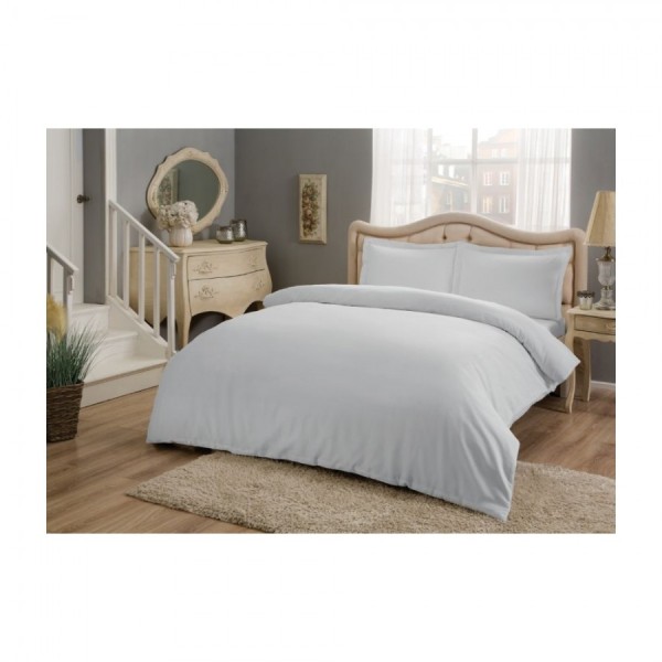 Lenjerie de pat TAC din bumbac 100% mako satin, gri deschis, simplă și elegantă