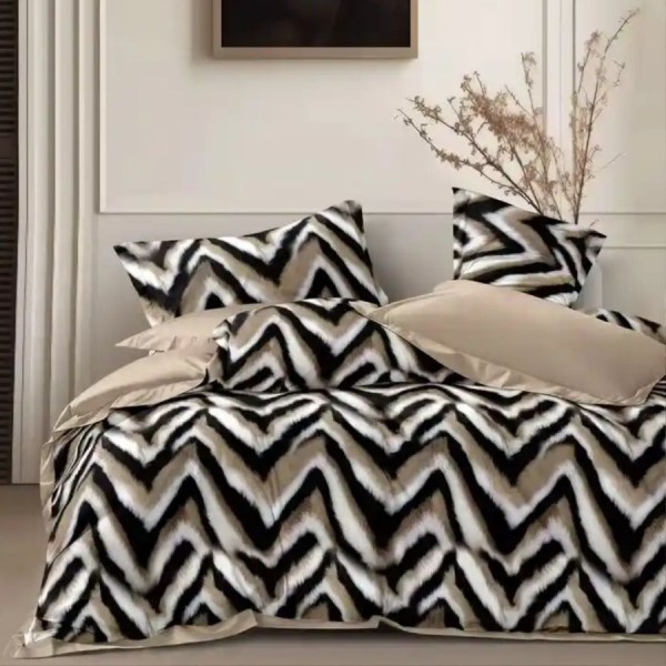 Lenjerie de pat cu elastic din fineti zig zag 6 piese
