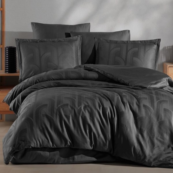 Lenjerie de pat de lux din jacquard satin, Clasy Home, model Tarva, în nuanta de crem