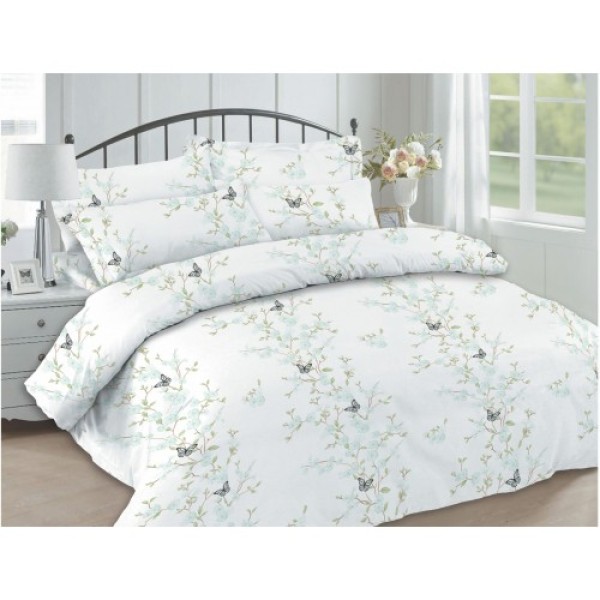 Lenjerie de pat dublu, 4 piese, bumbac 100% Carina White