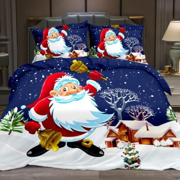 Lenjerie de Pat dublu Cocolino, Pucioasa, Mos Craciun cu Clopotei