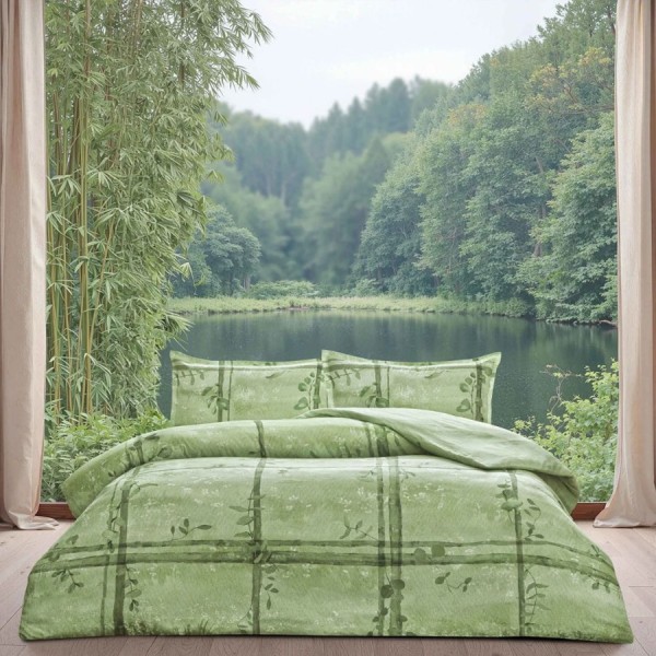 lenjerie de pat TAC Reborn Nerel Verde cu elastic