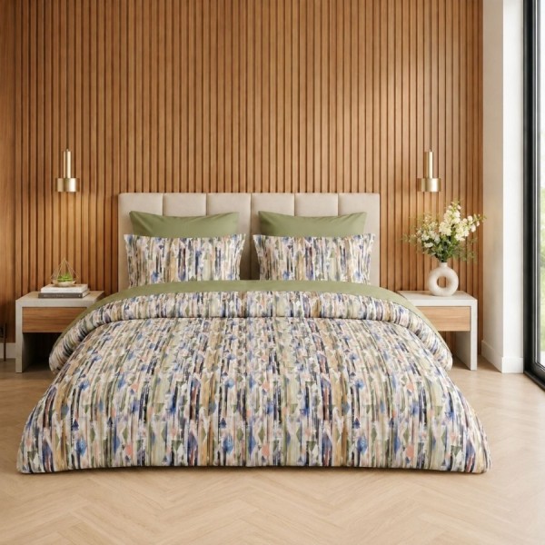 lenjerie de pat dublu Urban Tribe Verde Cotton Pro Pucioasa bumbac ranforce premium cearceaf 240x250 model abstract modern