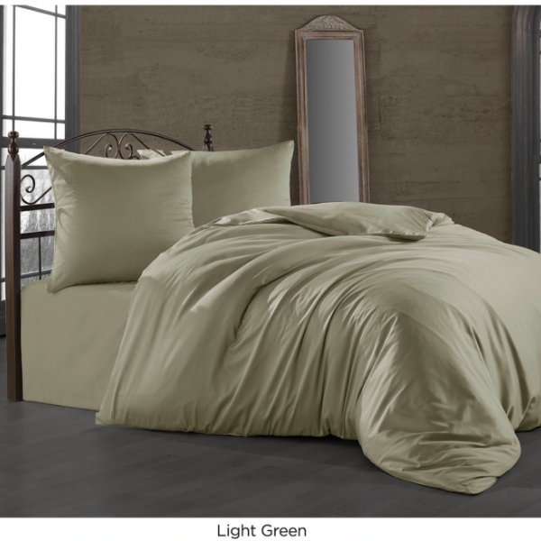Lenjerie de pat Bahar Home bumbac satinat verde deschis, design simplu, 6 piese ​