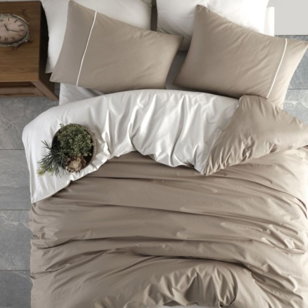 Lenjerie de pat Bern Krem bumbac 100% ranforce 6 piese Bahar Home