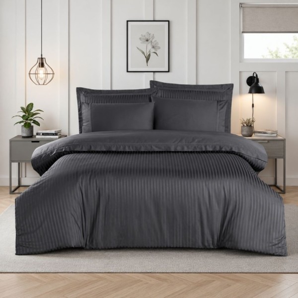 Lenjerie pat de lux Orcella Gri antracit (Grey), bumbac satinat 300TC, La Romano