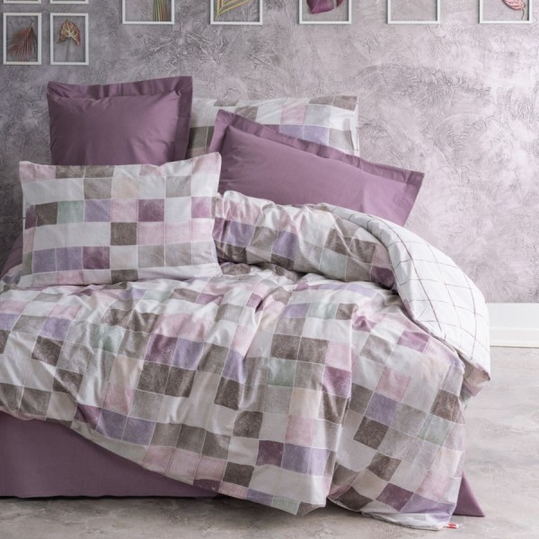 Lenjerie pat dublu Cotton Box Maro Gul Kurusu bumbac ranforce model geometric pastel