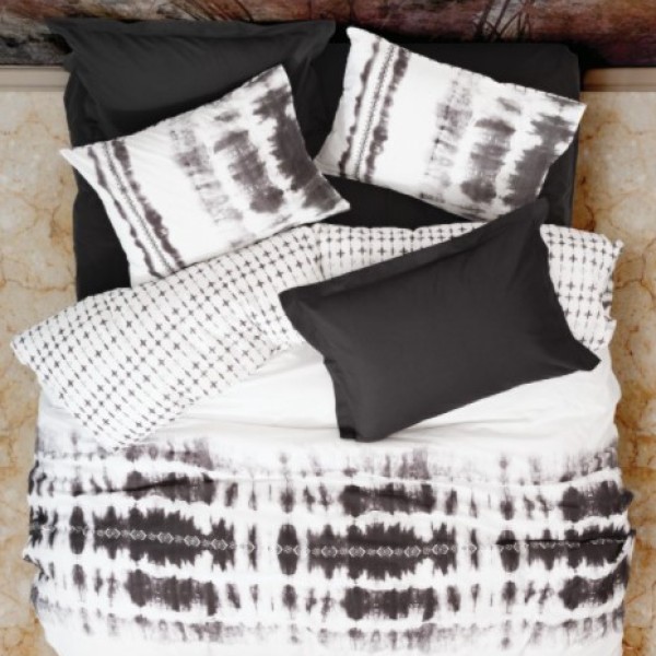 Lenjerie de pat Cottonbox, din bumbac 100% ranforce, alb-negru cu imprimeuri abstracte