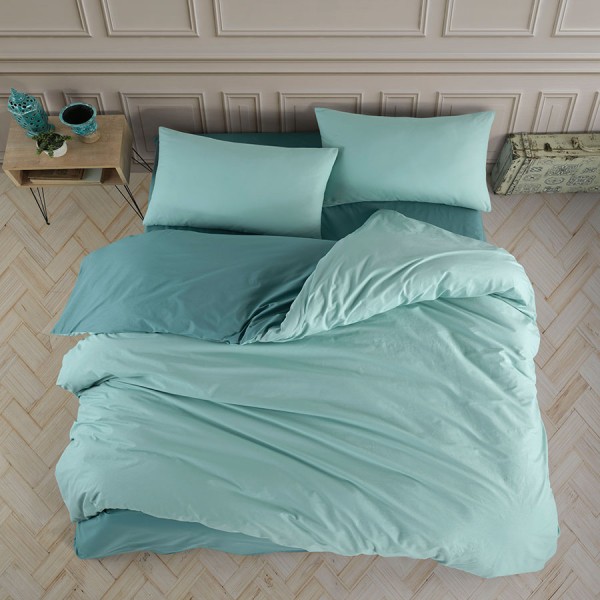Lenjerie de pat Nazenin Home din bumbac 100% ranforce, design verde mentă și verde închis