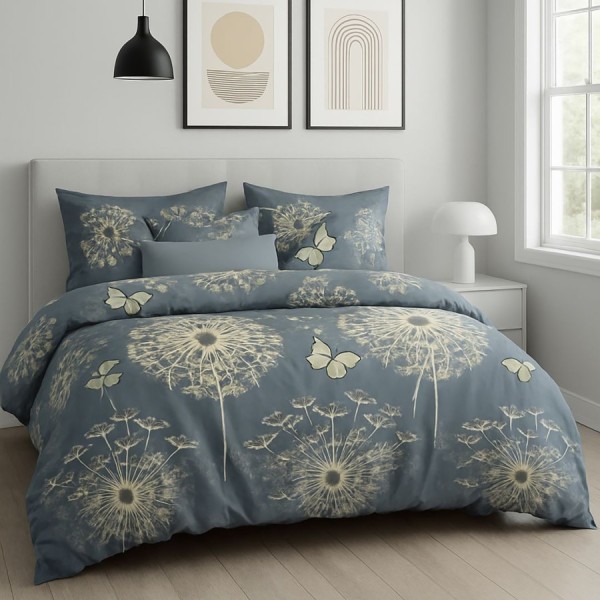 Lenjerie de pat dublu cu papadii galbene din bumbac si poliester Elvo - lenjerii 1+1 gratis