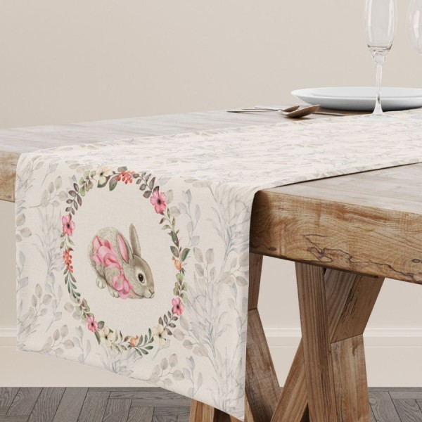 napron Paste 40x200 cm bumbac 100% Cena cu iepuras si coronita florala