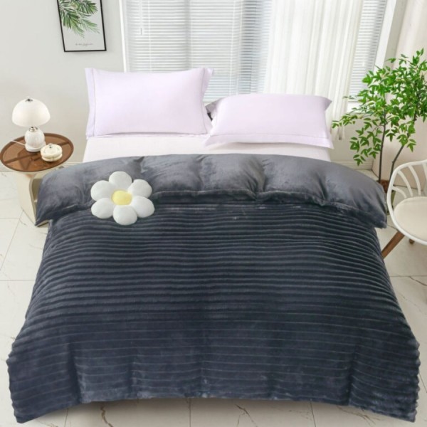 Patura cocolino Line 200x230cm gri antracit, microfibra plusata dungi.