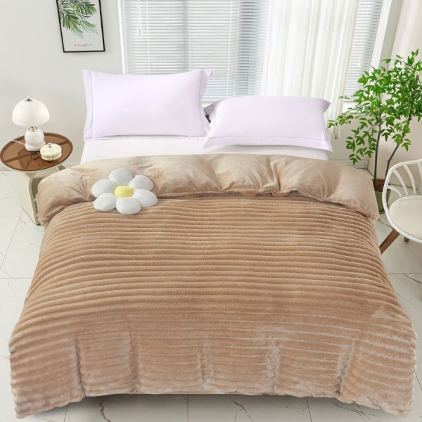 Patura cocolino Line 200x230cm maro, microfibra plusata dungi