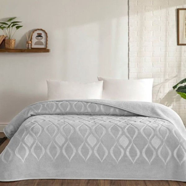patura embosata TAC Tessra gri 220x240 cm groasa 500 gr mp utilizata ca patura sau cuvertura decorativa pentru pat