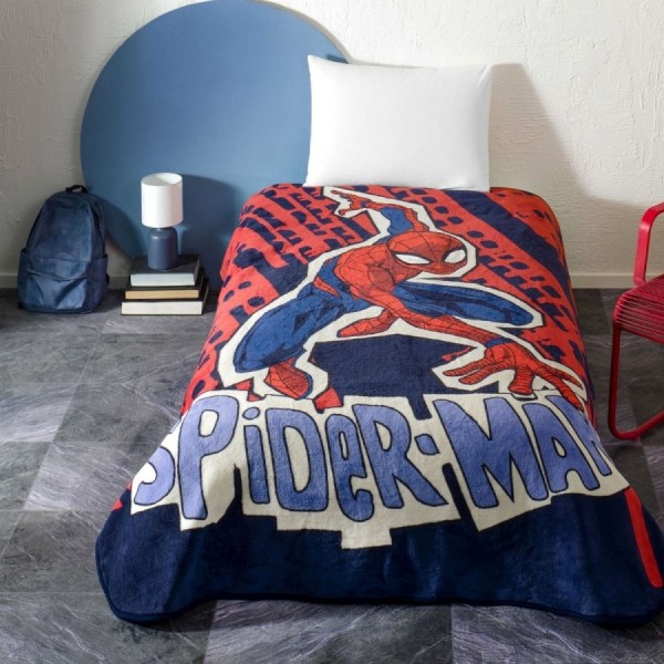 patura TAC Disney Spiderman Block 160x220 cm rosie si bleumarin