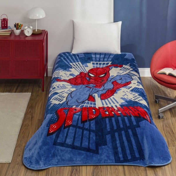 patura TAC Disney Spiderman Pop 160x220 cm albastra si rosie