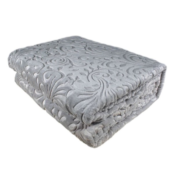 Patura embosata 200x220cm, Monk Gri Antracit 516, Floral