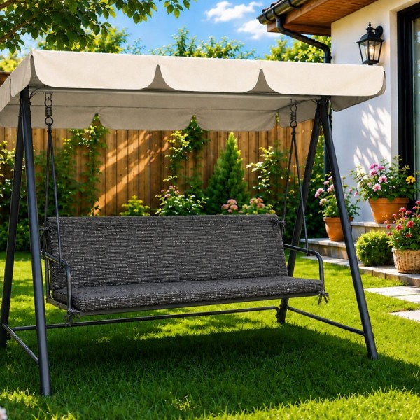 perna balansoar gradina gri melanj 150x50x50 cm  doua segmente husa detasabila Oxford Ralex Pucioasa