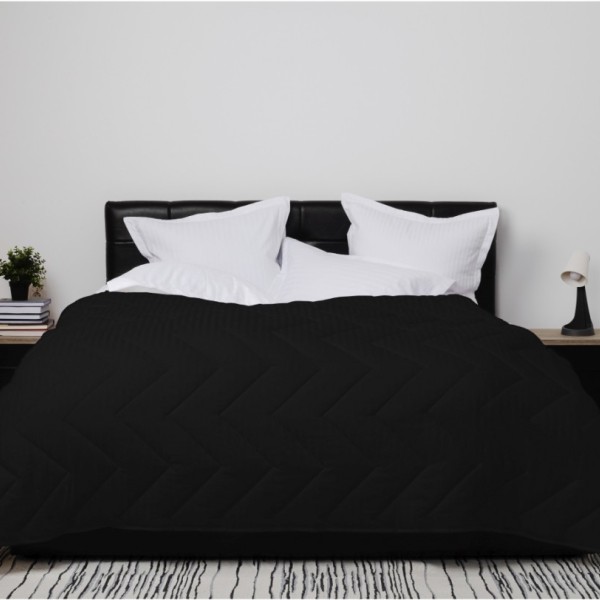 Pilota neagra lana 100% naturala Pucioasa 140x210 cm, fata damasc, confort si caldura pentru noptile reci
