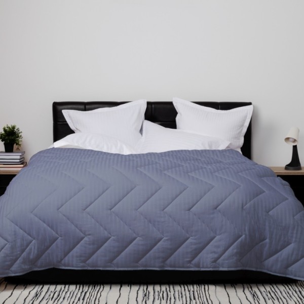 Pilota lână 100% naturală cu față din damasc, gri antracit, dimensiune 180x210 cm, fabricată în România