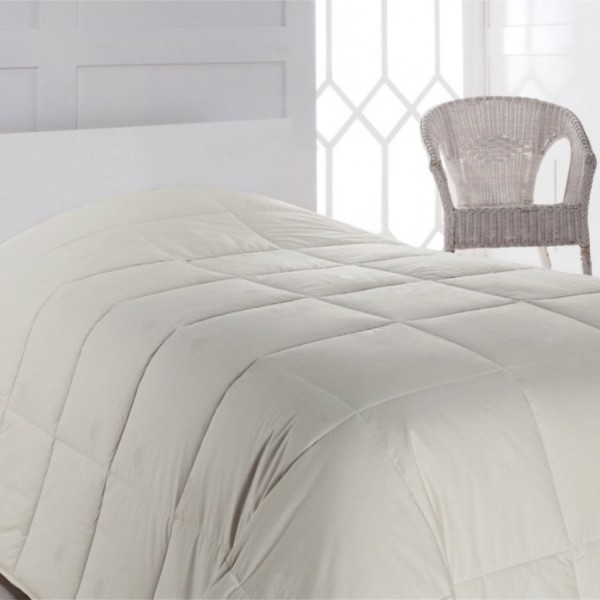 Pilota premium Cotton Box 155x215 cm ecru cu umplutura 100% lana naturala si exterior din bumbac