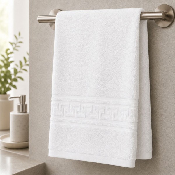 prosop alb bumbac 100 30x50 cm pentru maini cu bordura greceasca Ralex Pucioasa