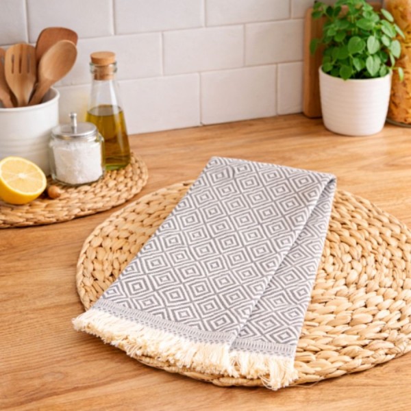 prosop bucatarie bumbac 100% peshtemal 30x50 cm colored gri jacquard