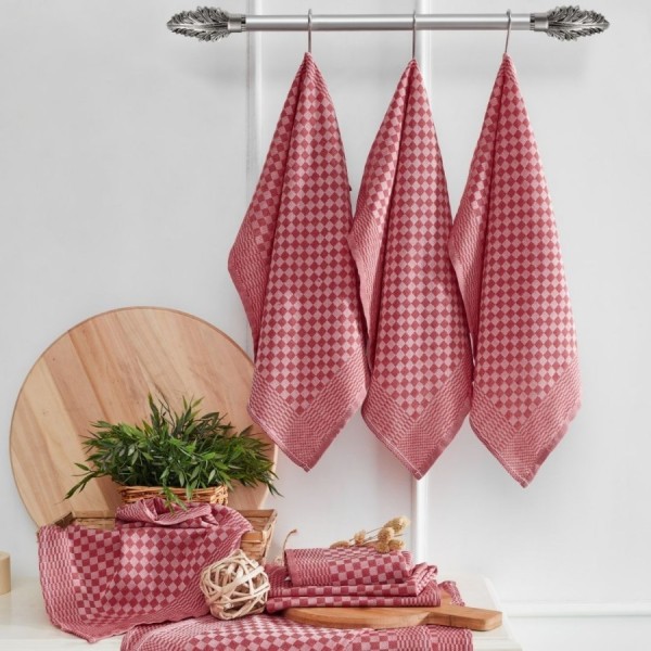 prosop bucatarie rosu Lola 40x60cm bumbac si poliester