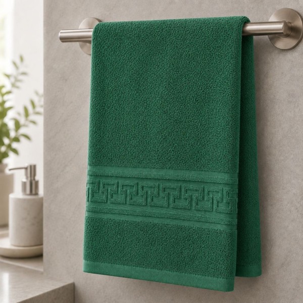 prosop baie verde bumbac 100 70x140 cm cu bordura greceasca Ralex Pucioasa