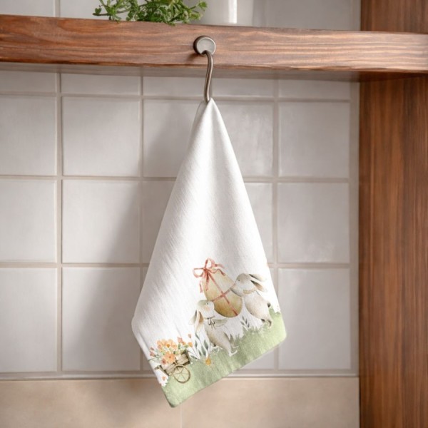 Prosop bucatarie 45x65 cm bumbac 100% Londy cu iepurasi si oua decorative