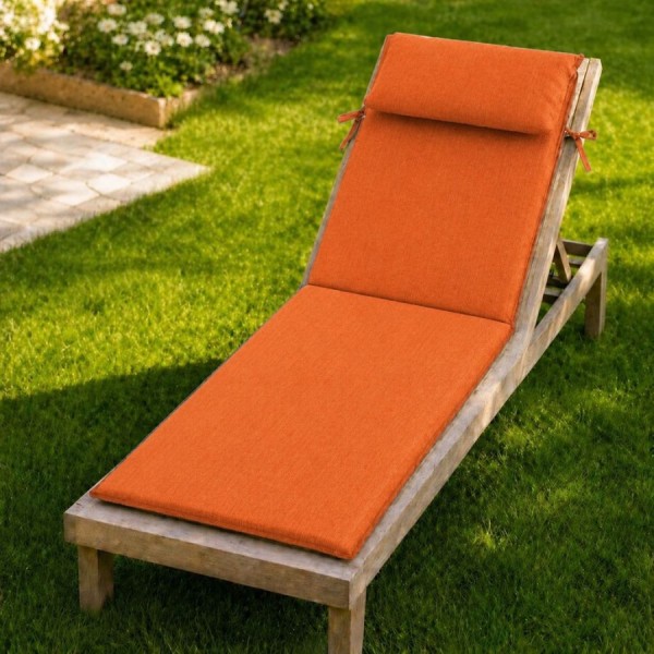 saltea sezlong gradina 60x190 cm pliabila portocaliu cu perna reglabila si husa detasabila Oxford
